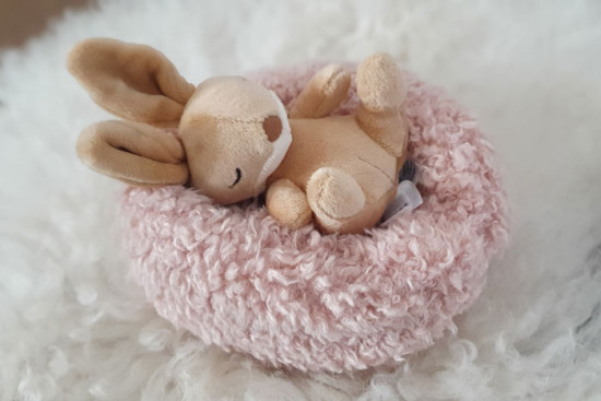 Konijnen knuffeltje in mandje Konijnen knuffeltje in mandje