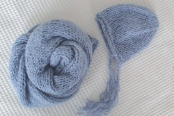 Set blauwe wrap met bonnet