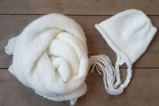 Set wrap met bonnet wit